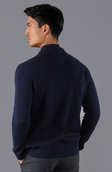 navy mens mock turtle neck sweater
