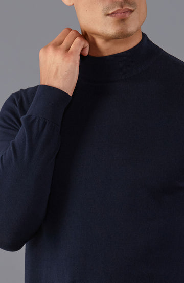 navy mens mock turtle neck sweater
