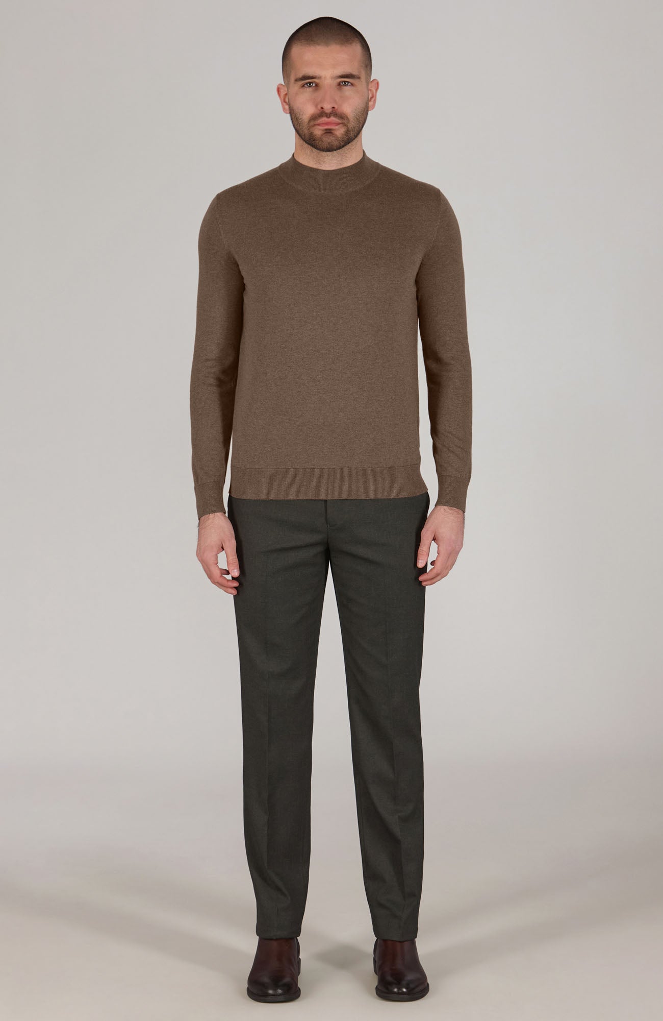 light brown mens mock turtle neck jumper