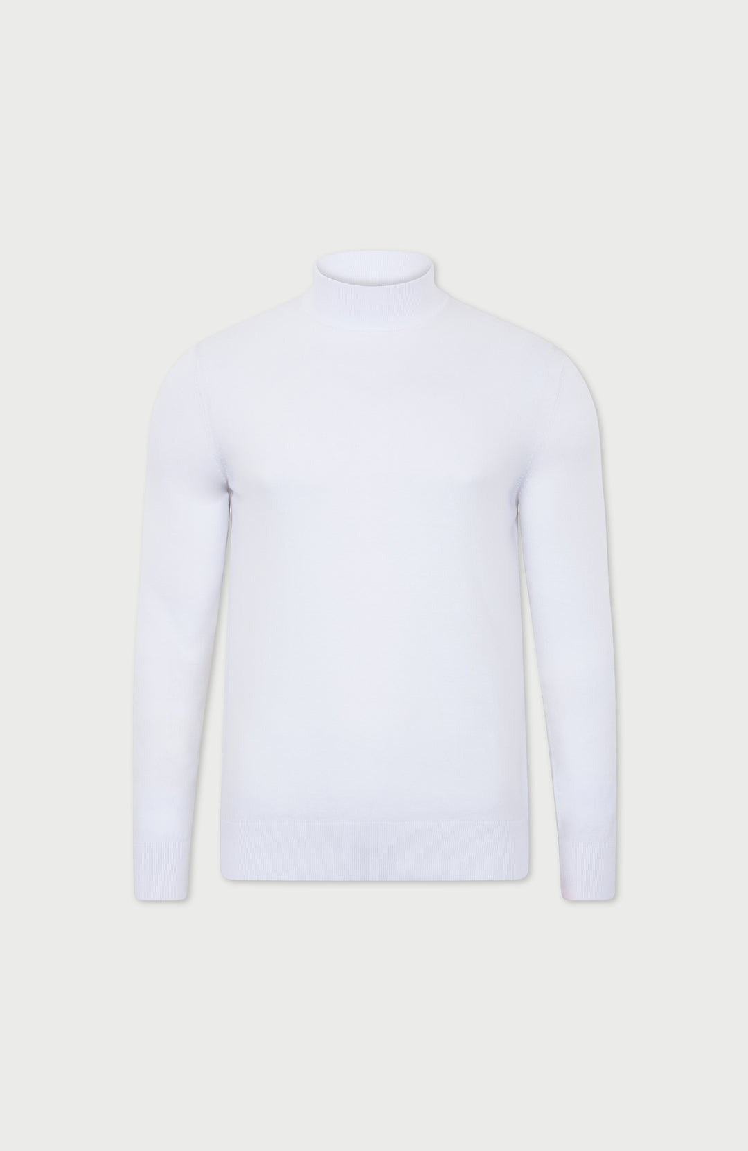 white mens cotton mock turtle neck jumper