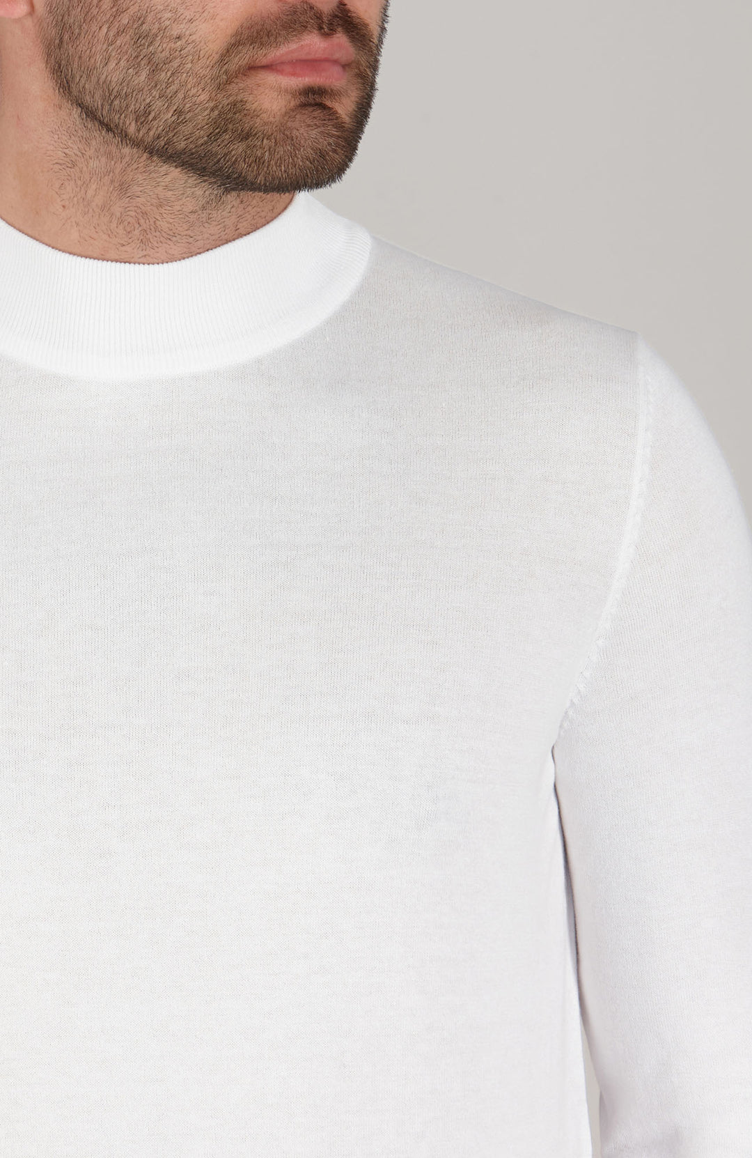white mens mock neck jumper