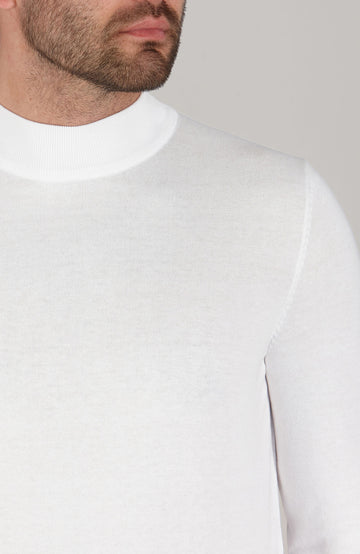 white mens mock neck jumper