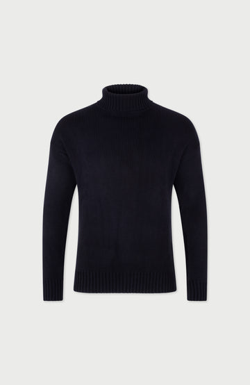black cotton mens turtle neck submariner sweater by paul james