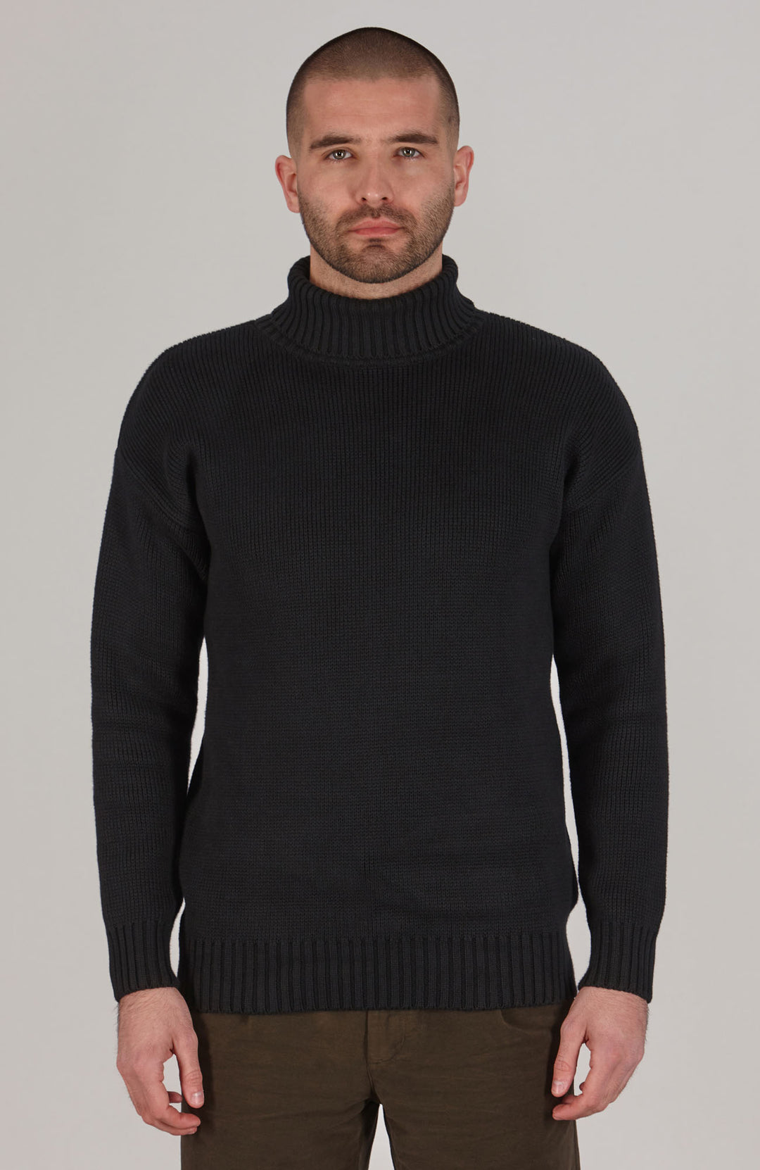 black mens submariner roll neck jumper
