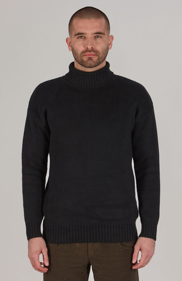 black mens submariner roll neck jumper