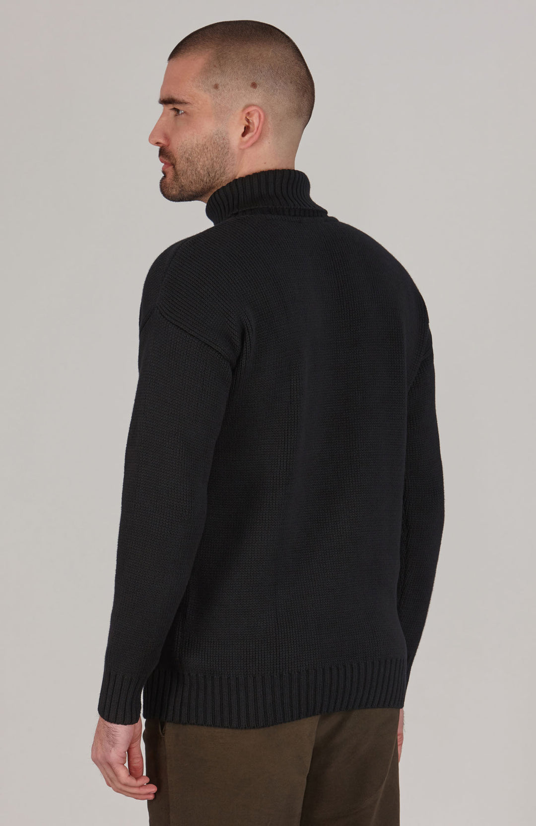 black mens submariner roll neck jumper
