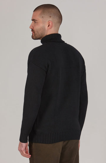 black mens submariner roll neck jumper