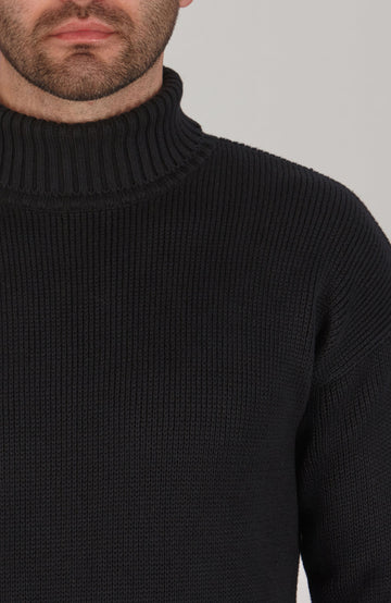 black mens submariner roll neck jumper