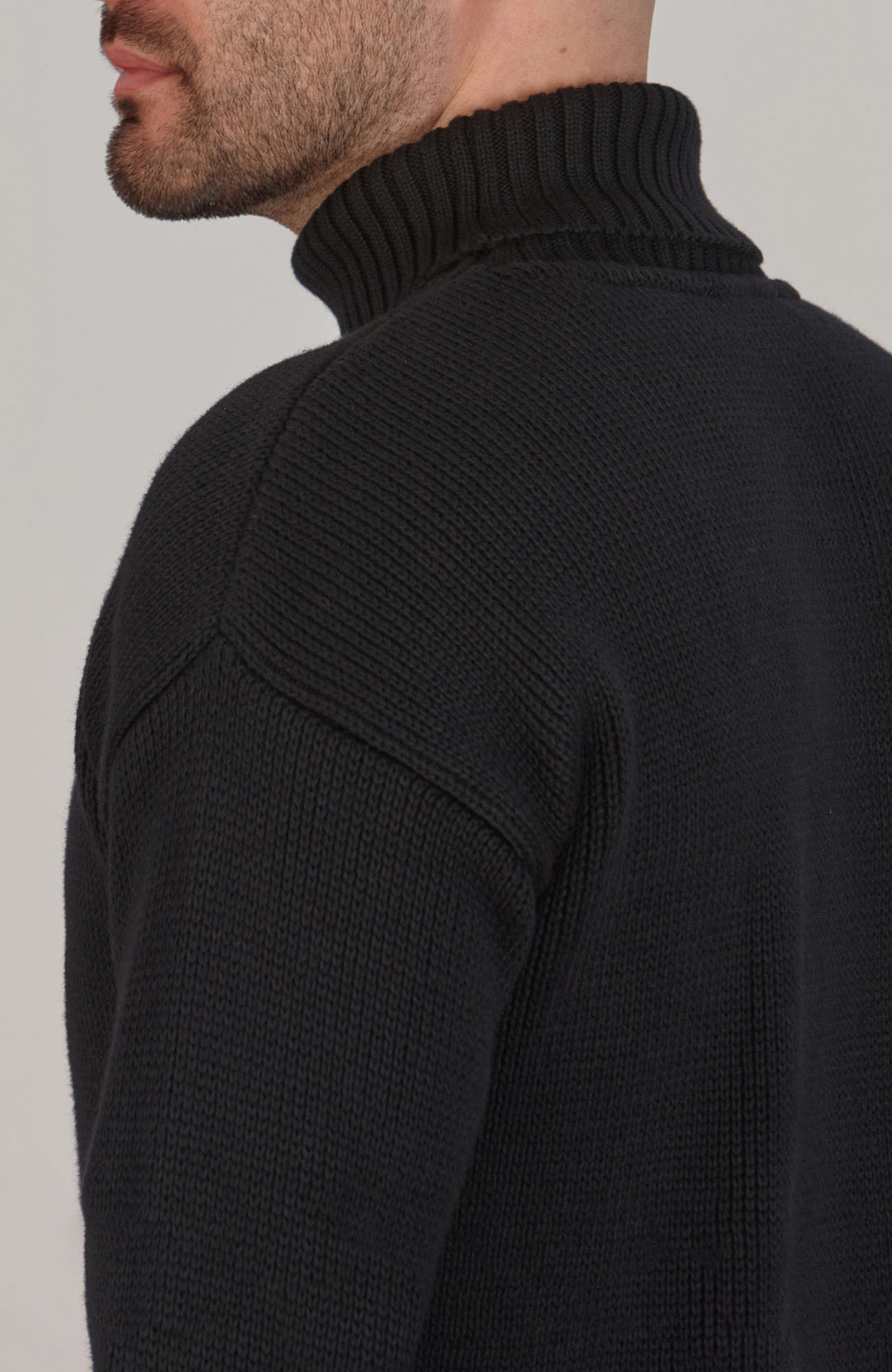 black mens submariner roll neck jumper