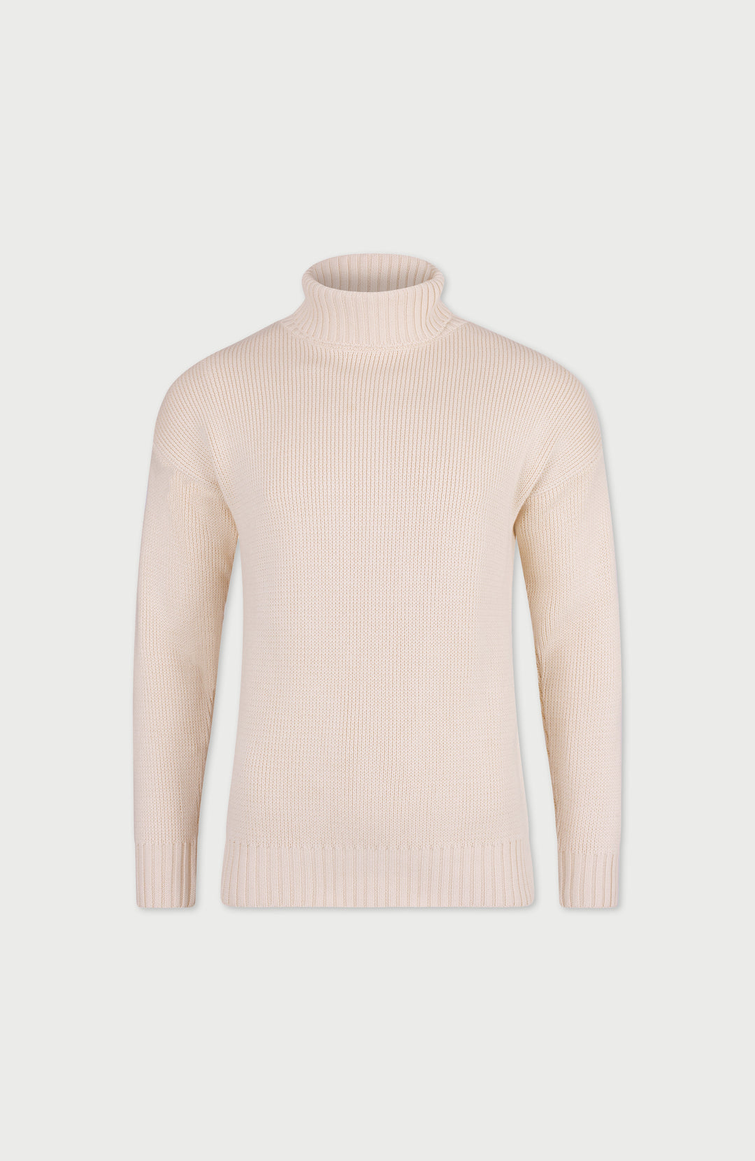 Beige cotton mens turtle neck submariner sweater by paul james