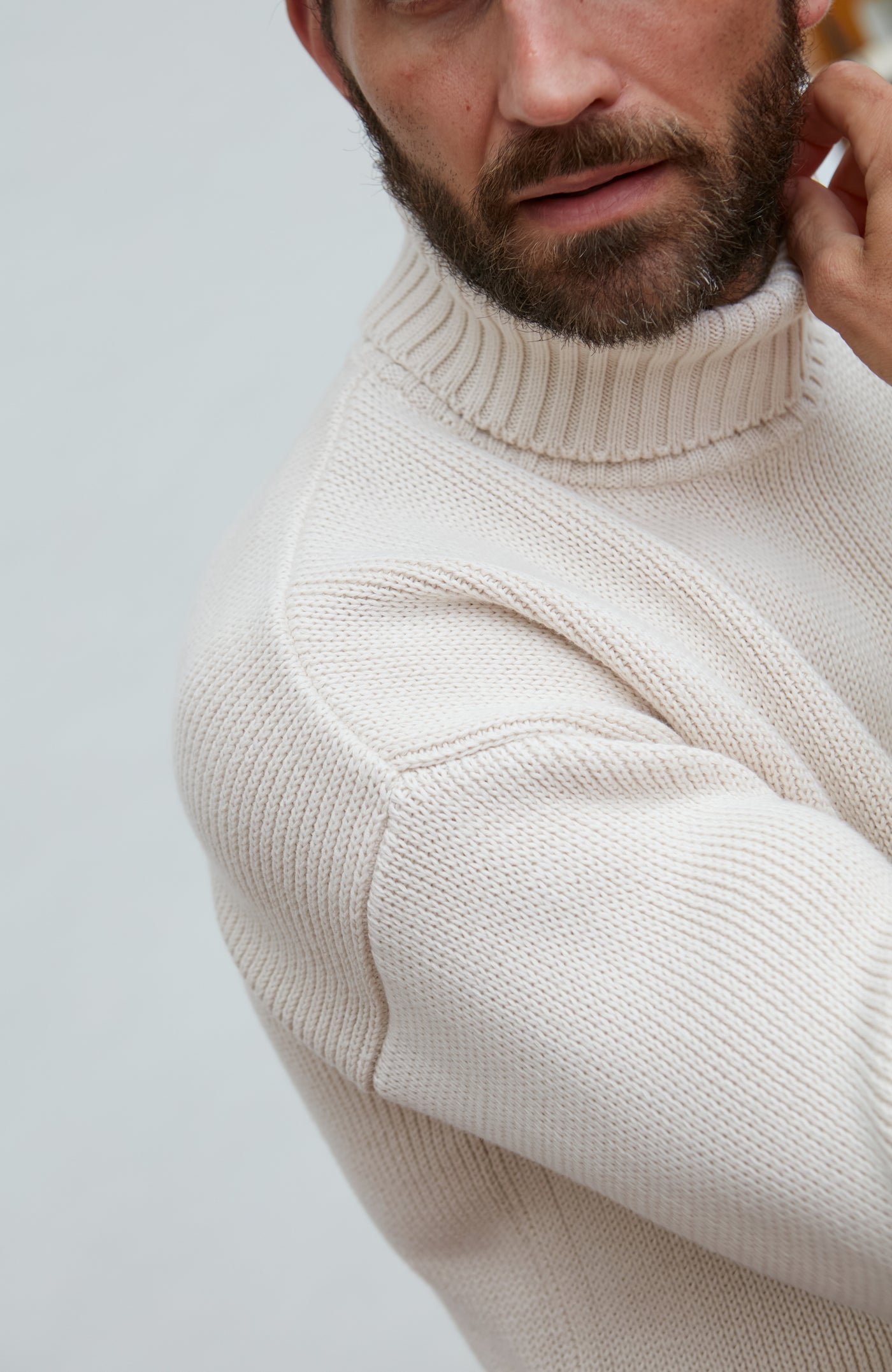 ecru mens roll neck submariner jumper