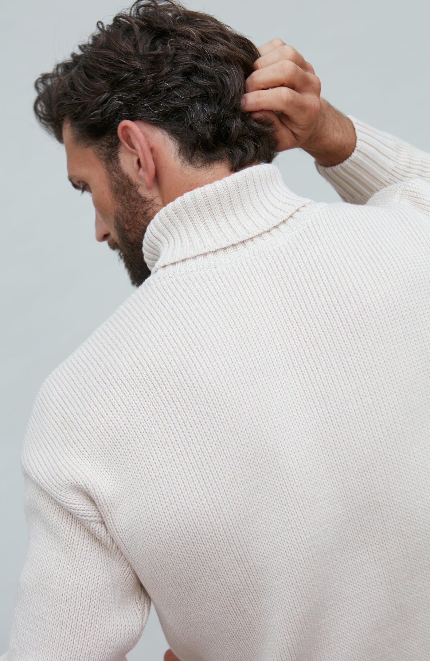 ecru mens roll neck submariner jumper