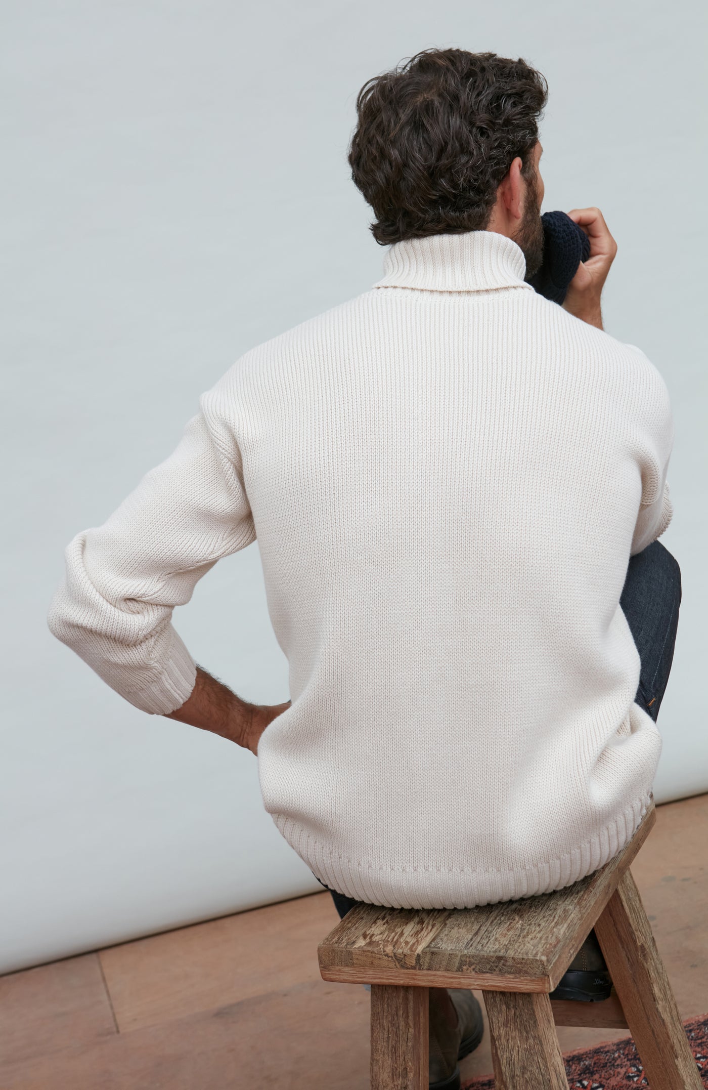 ecru mens roll neck submariner jumper