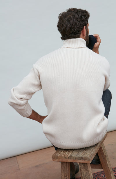 ecru mens roll neck submariner jumper