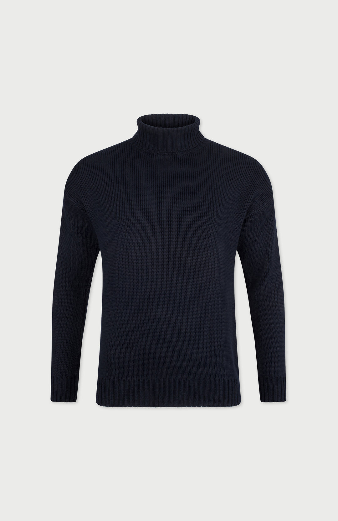 navy cotton mens turtle neck submariner sweater by paul james