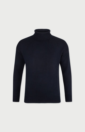 navy cotton mens turtle neck submariner sweater by paul james