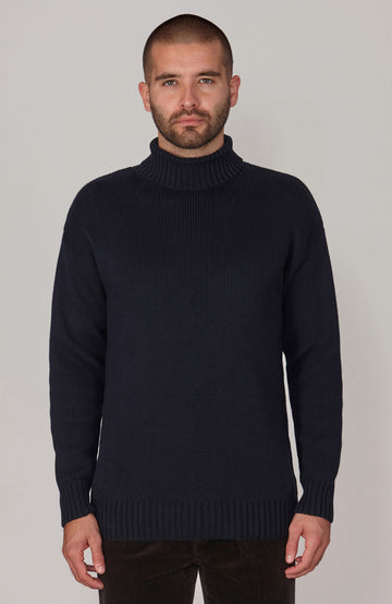 navy mens cotton submariner jumper