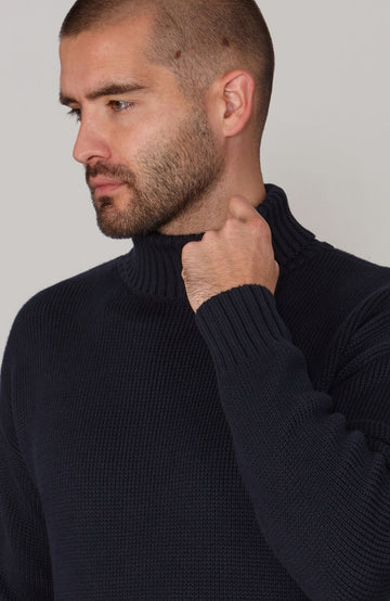 navy mens cotton submariner jumper