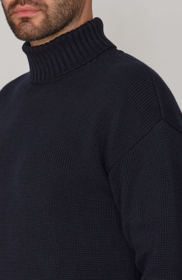 navy mens cotton submariner jumper