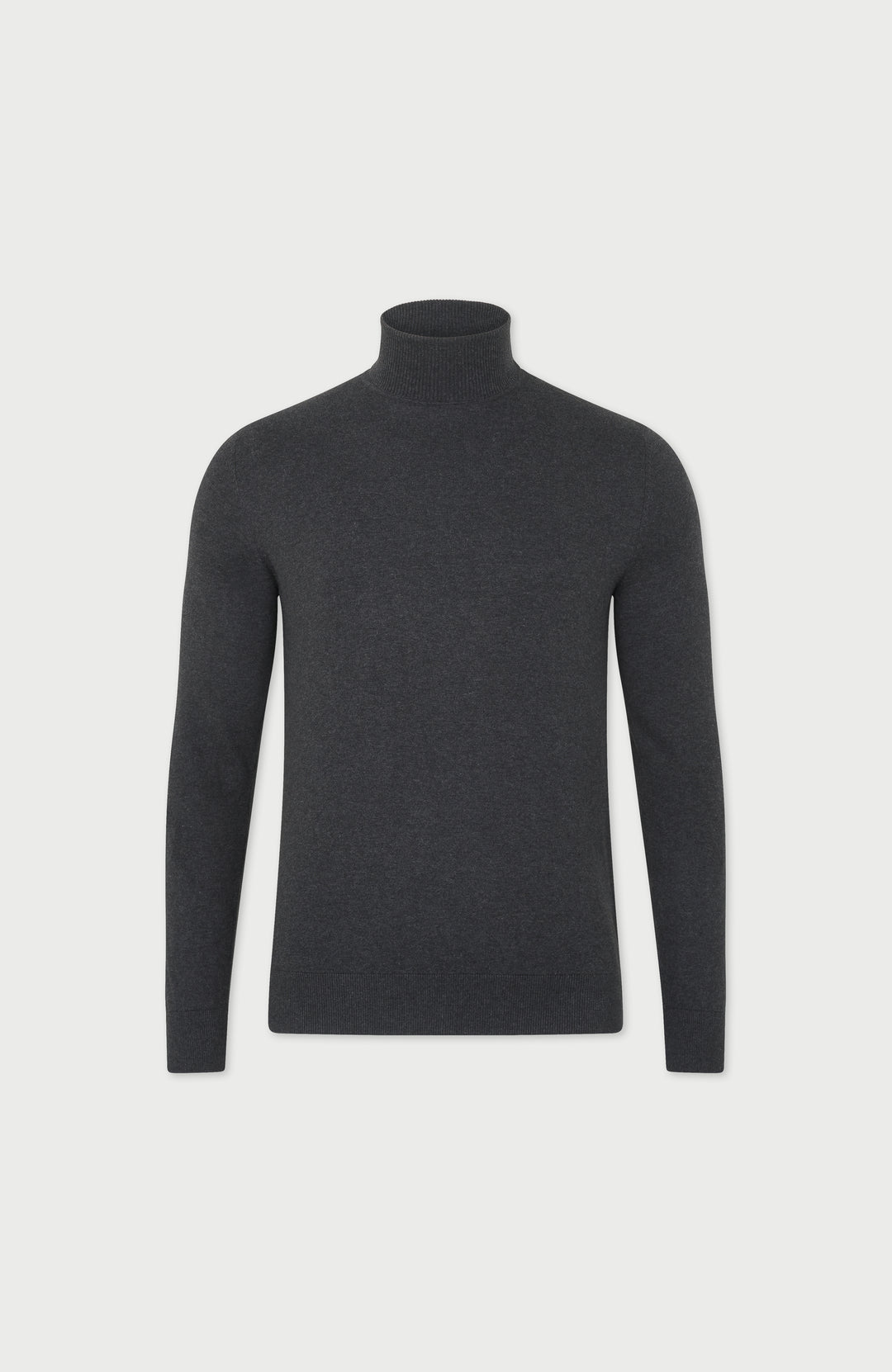 dark grey mens roll neck cotton jumper