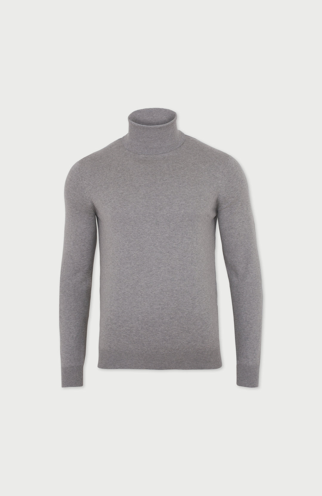 light grey mens roll neck cotton jumper