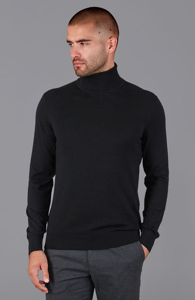 black mens roll neck sweater