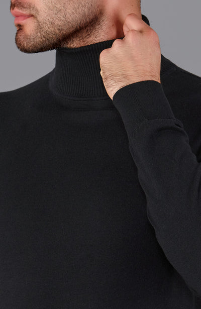 black mens roll neck sweater