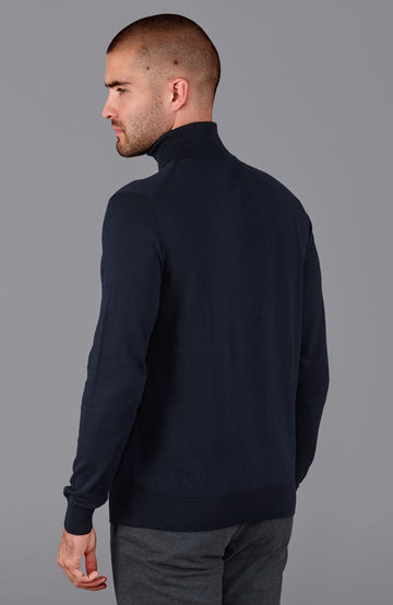 navy mens roll neck jumper