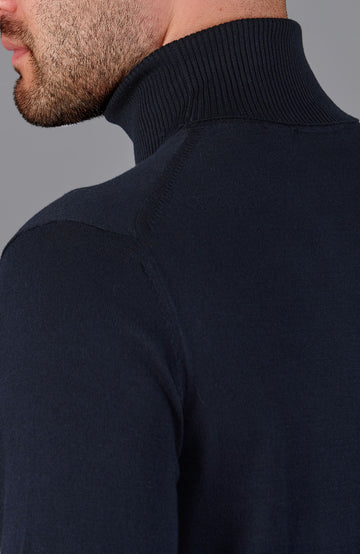 navy mens roll neck jumper