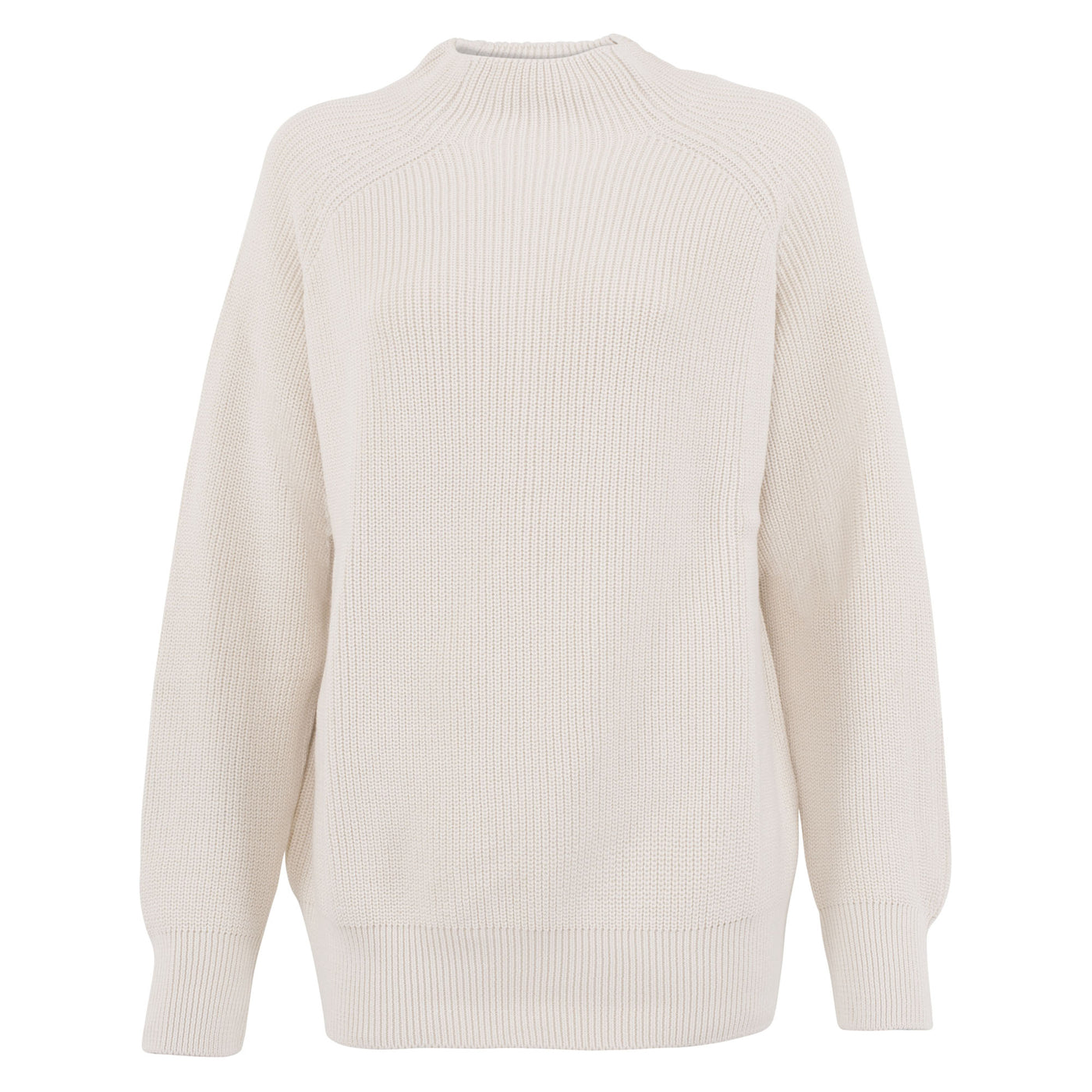 Womens Pure Cotton High Neck Raglan Jumper