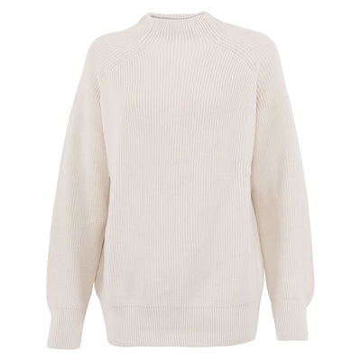 Womens Pure Cotton High Neck Raglan Jumper