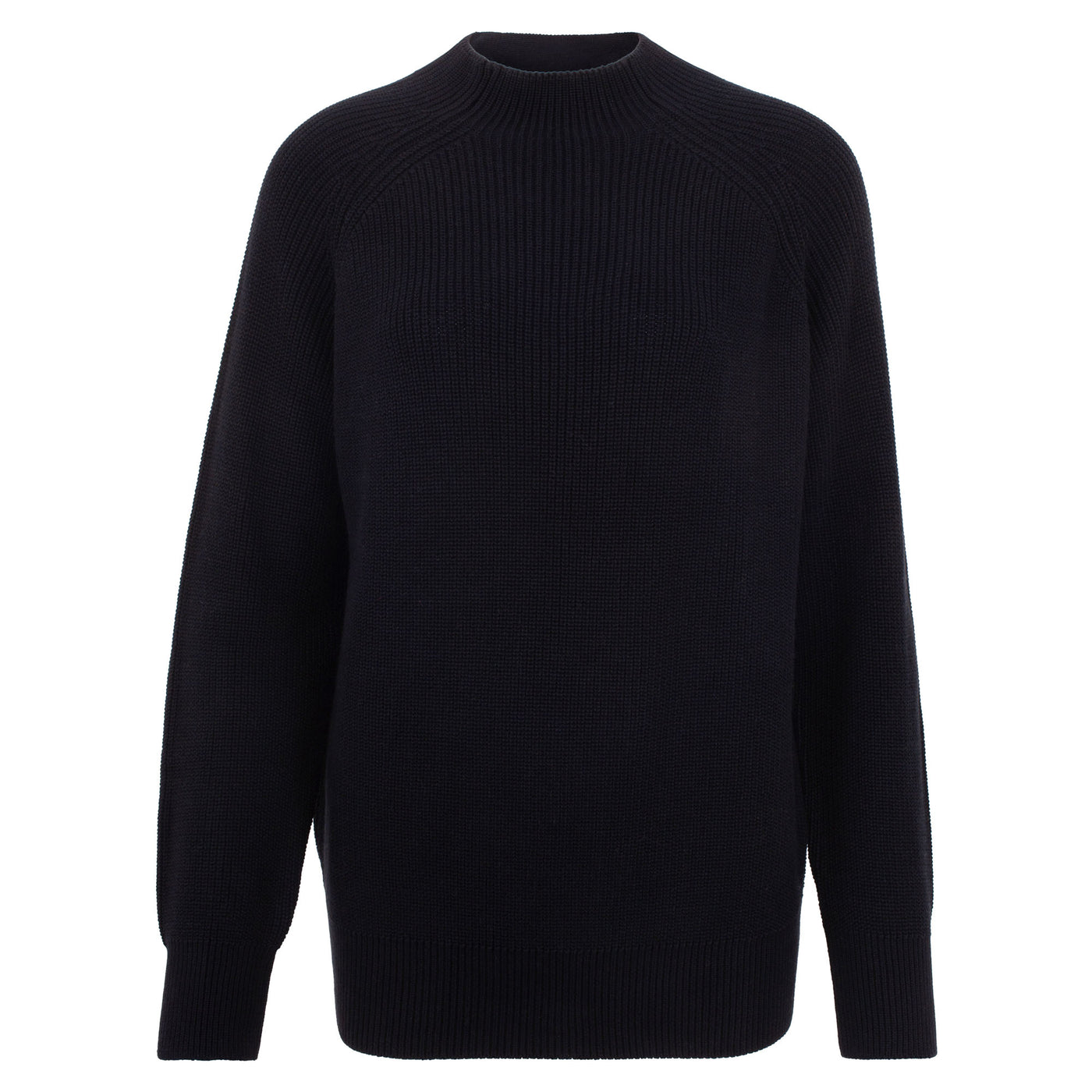 Womens Pure Cotton High Neck Raglan Jumper