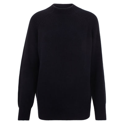 Womens Pure Cotton High Neck Raglan Jumper