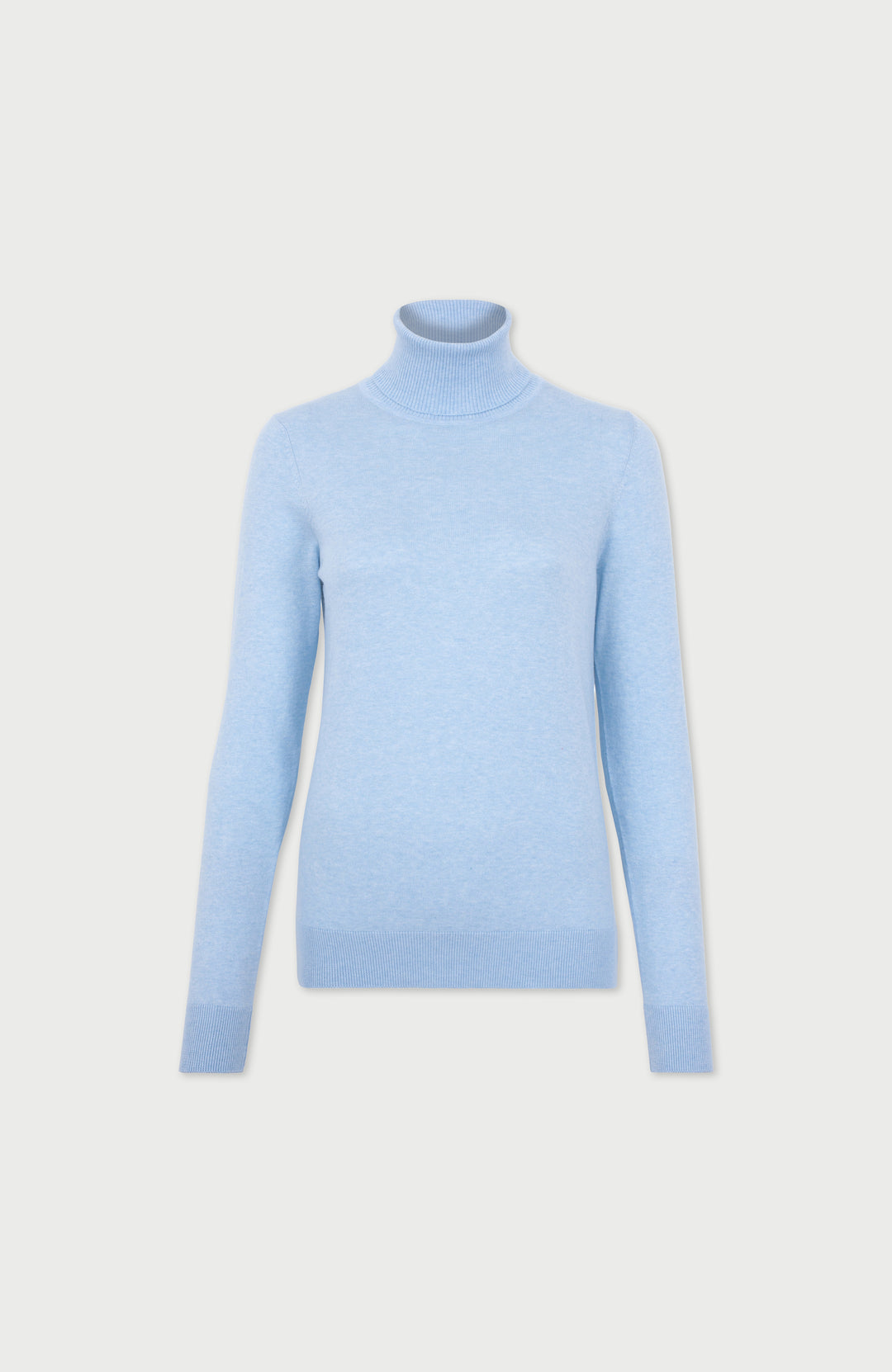 Baby Blue Womens Cotton Roll Neck Jumper  By Paul James