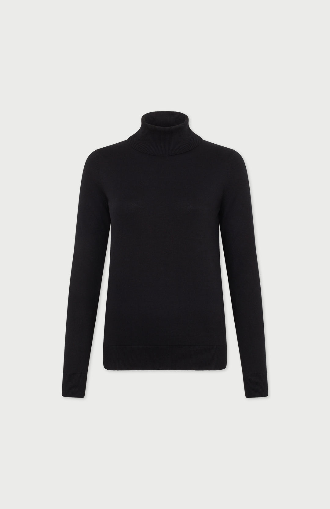 Black Womens Cotton Roll Neck Jumper