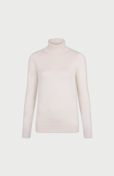 Ecru Womens Cotton Roll Neck Jumper  By Paul James