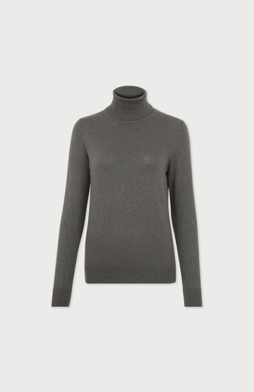 Khaki Womens Cotton Roll Neck Jumper  By Paul James
