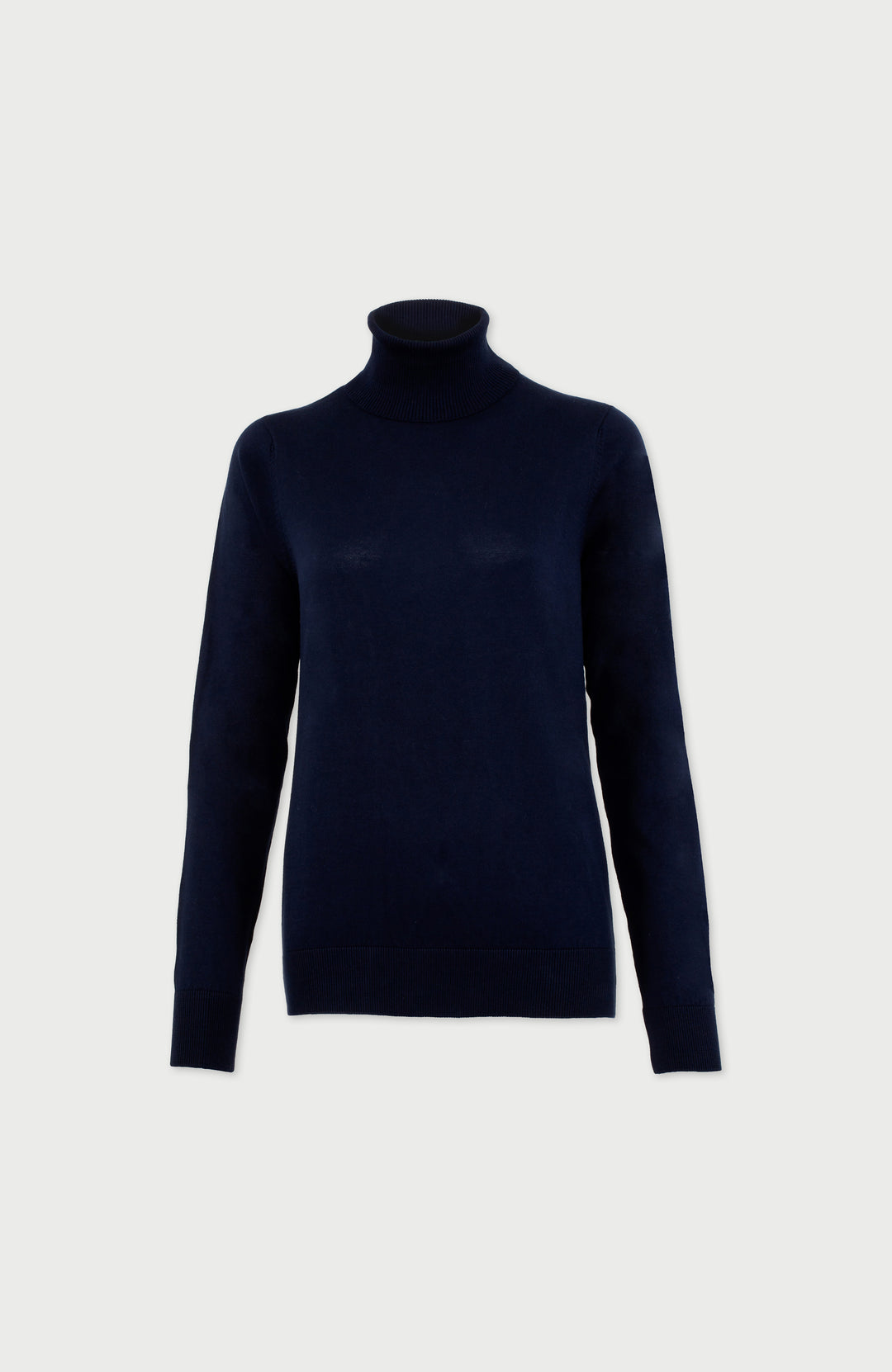 Navy Womens Cotton Roll Neck Jumper  By Paul James