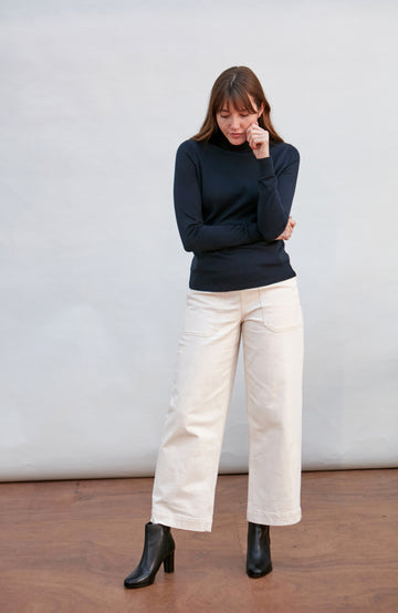 navy womens roll neck jumper