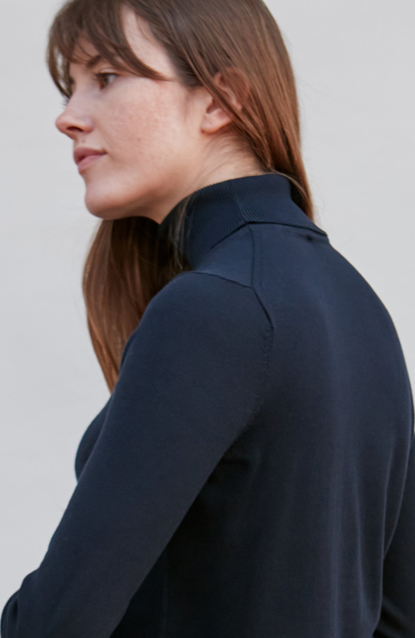 navy womens roll neck jumper