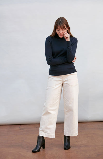 navy womens roll neck jumper