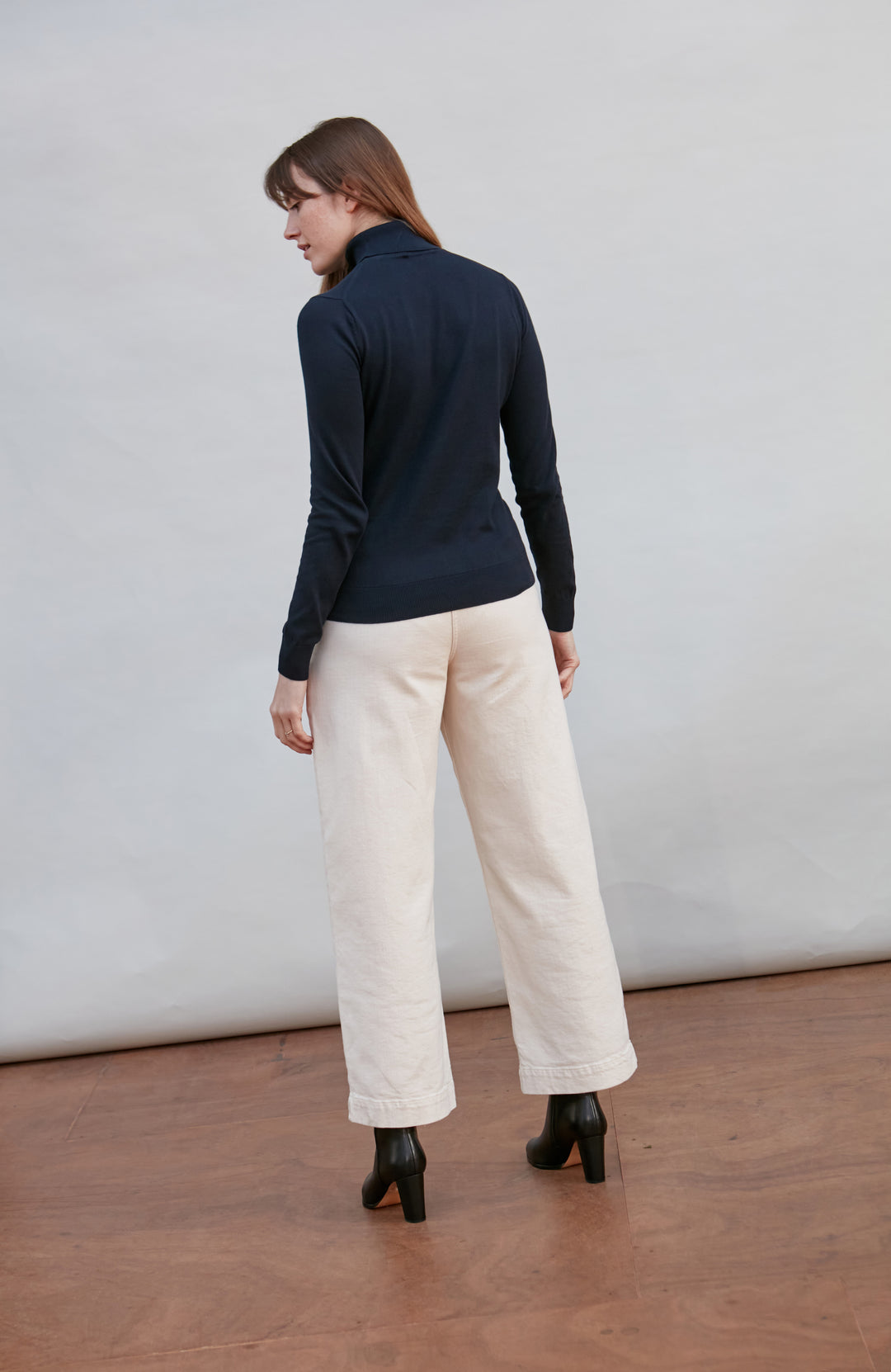 navy womens roll neck jumper