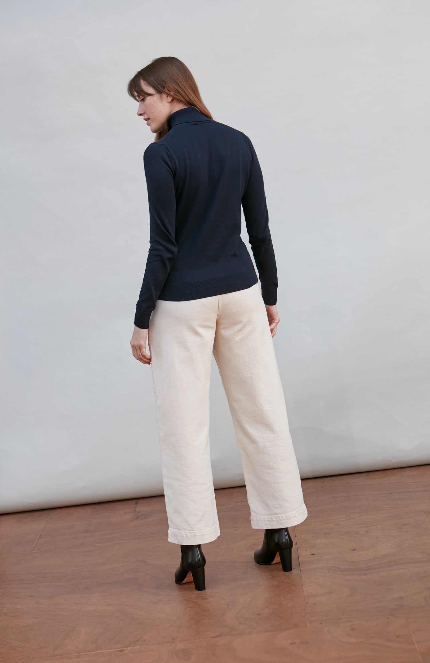 navy womens roll neck jumper