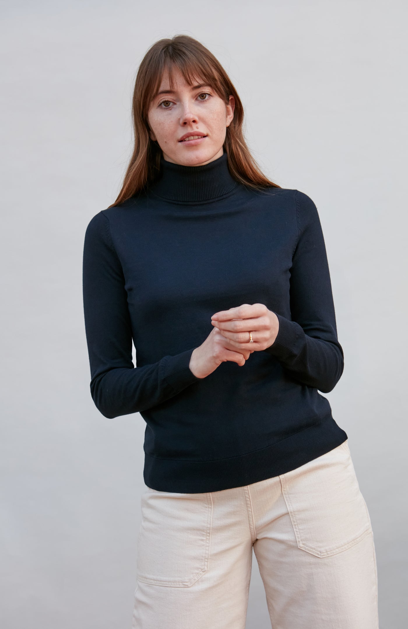 navy womens roll neck jumper