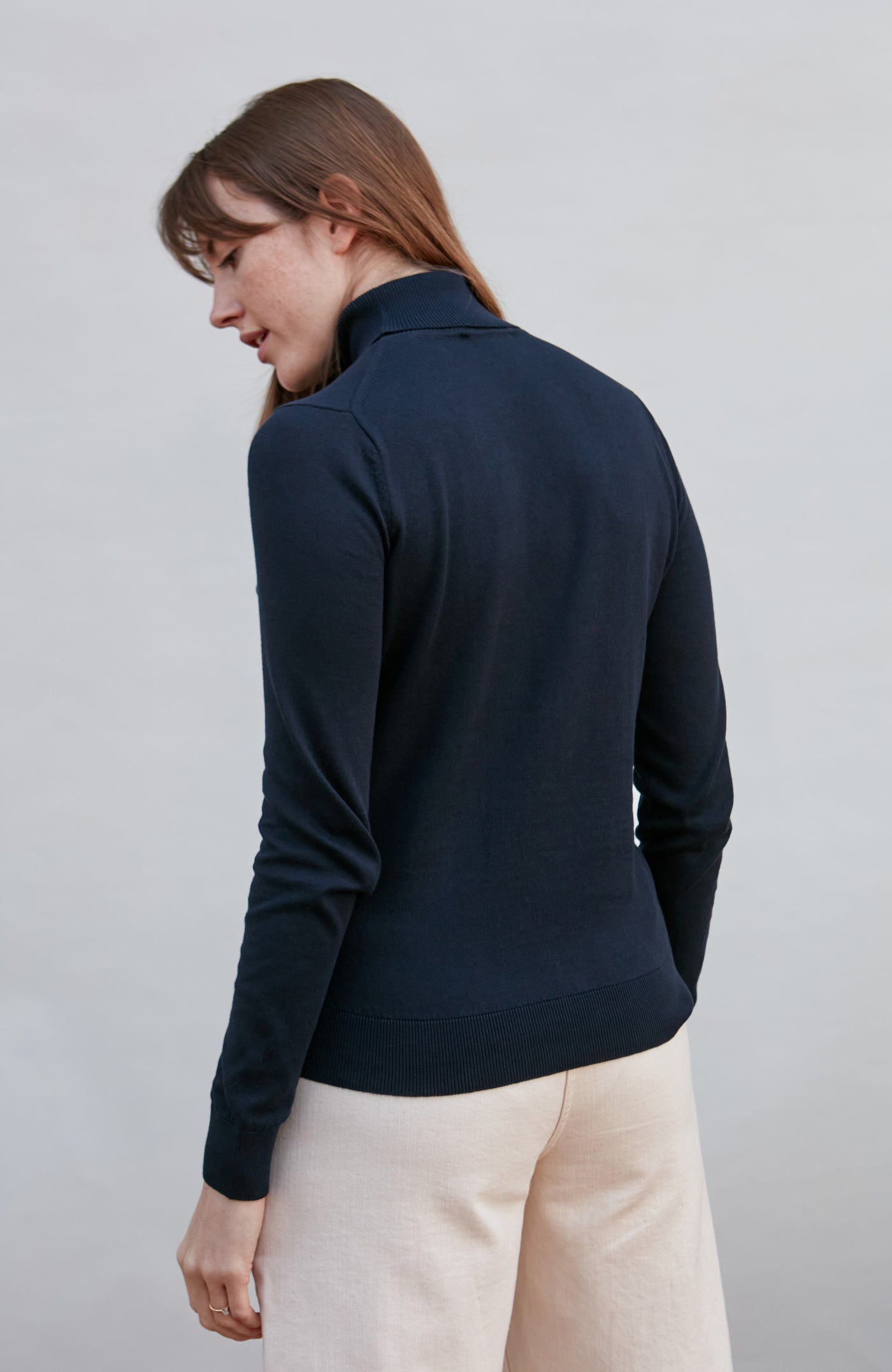 navy womens roll neck jumper