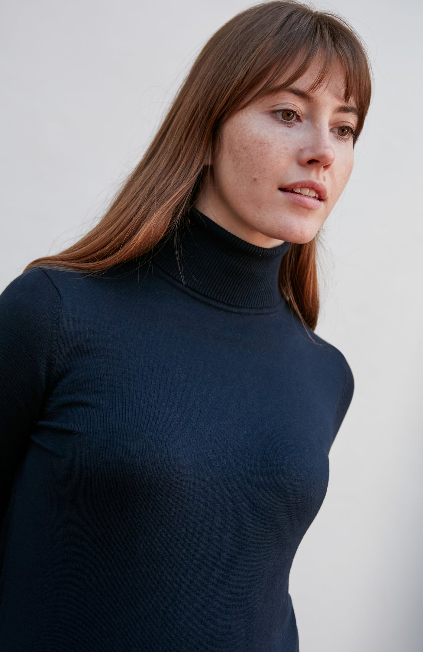 navy womens roll neck jumper