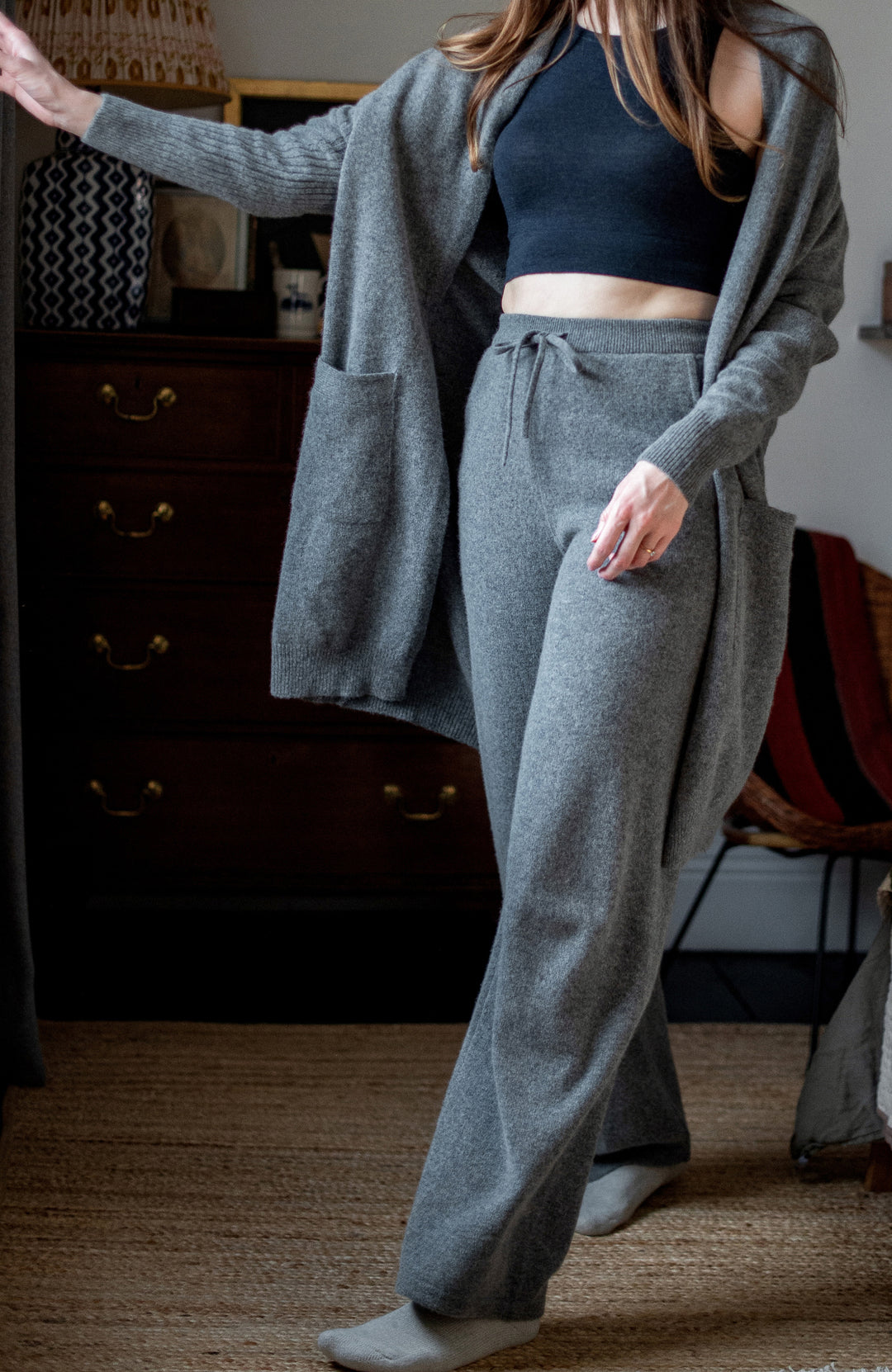 Grey womens lambswool trousers by Paul James