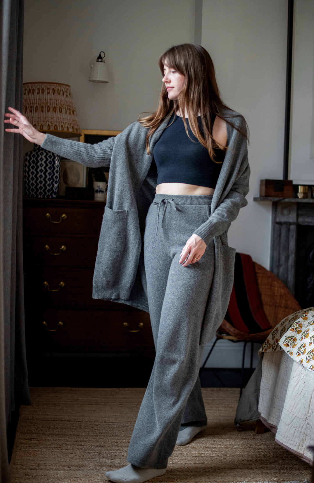 Grey womens lambswool trousers by Paul James