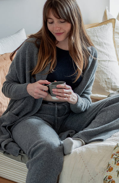 GREY WOMENS WOOL CARDIGAN