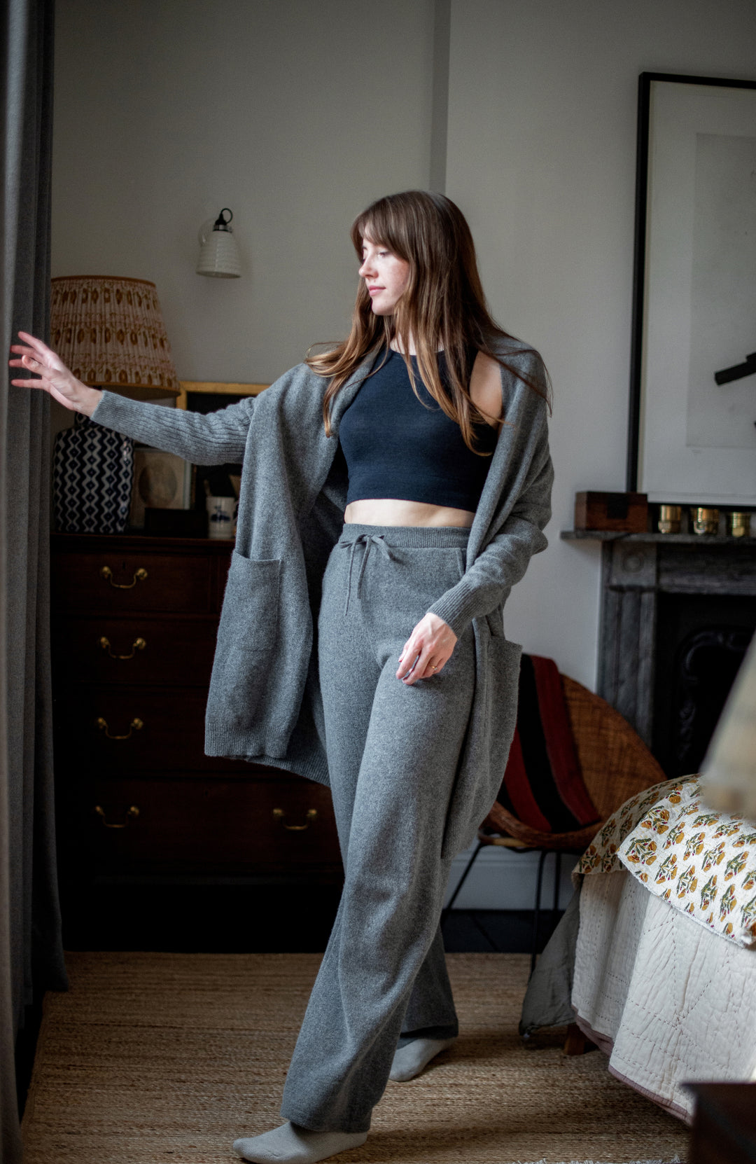 Grey womens lambswool Cardigan by Paul James